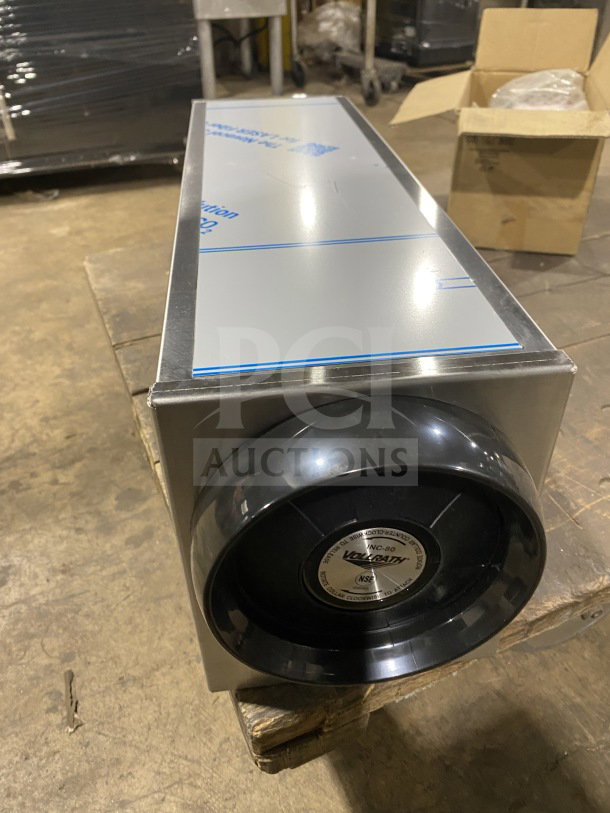 Brand new Vollrath 58821A stainless steel single-slot countertop cup dispenser cabinet, with protective packaging, in perfect condition.