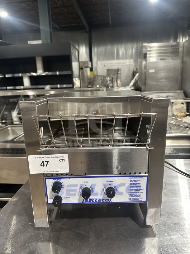Belleco JT2H commercial electric conveyor toaster, stainless steel, 120V, 1 phase, countertop model, excellent condition.
