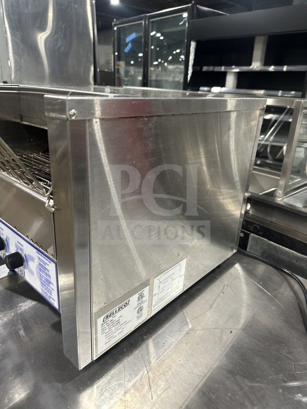 Belleco JT2H stainless steel commercial countertop conveyor toaster, model SN: 1512-4368305, 120V, in good condition.