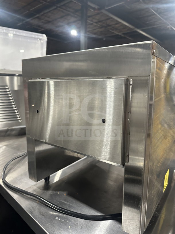 Belleco JT2H stainless steel conveyor toaster. Commercial countertop model. Electric, 120V, 1 phase. Good condition.