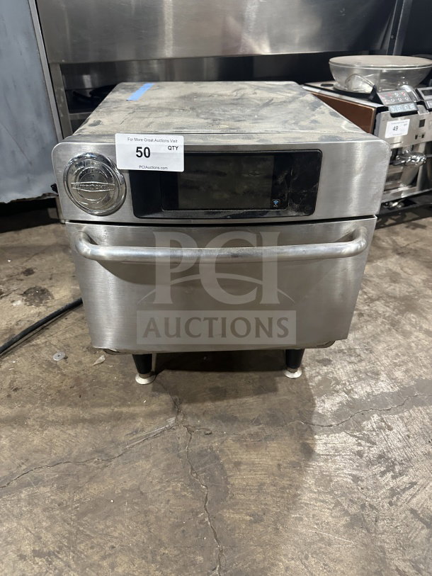 TurboChef Encore 2 countertop rapid cook oven, electric, model ENC31034258, 208/240V, 1 phase, on legs, visible wear.