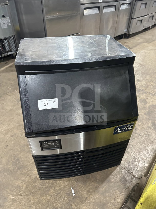 Avantco Model 194UC160HA stainless steel ice maker, electric, air-cooled, on legs, serial 194UC160HA-20100028, 115V.