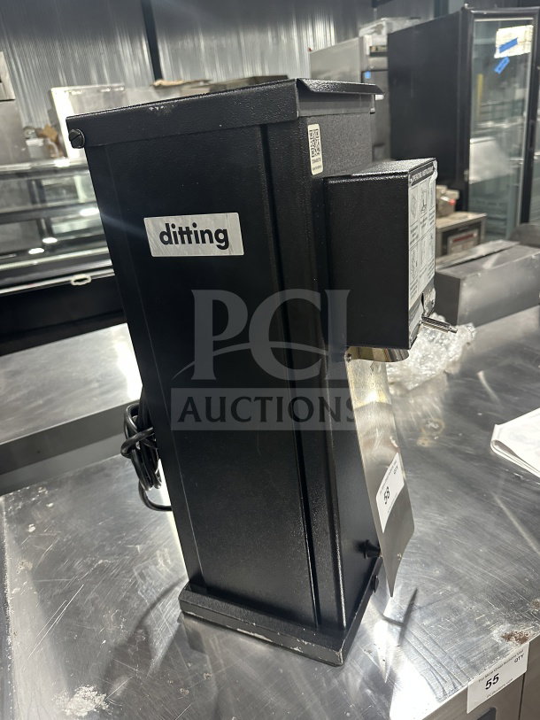 Ditting KR1203 commercial coffee grinder, black, countertop model, serial number 2022279016, 120V, 1 phase, excellent condition.
