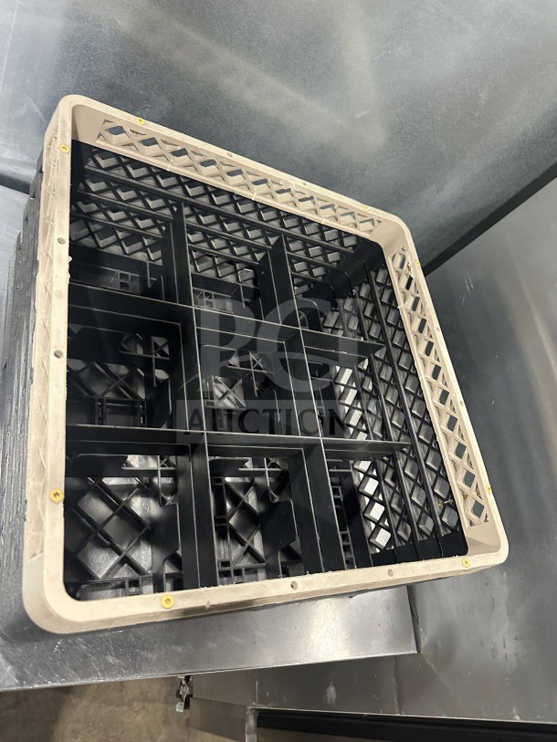 Alt text: Rare commercial polypropylene dishwasher rack for cups and stemware, excellent condition, grid design for secure holding.