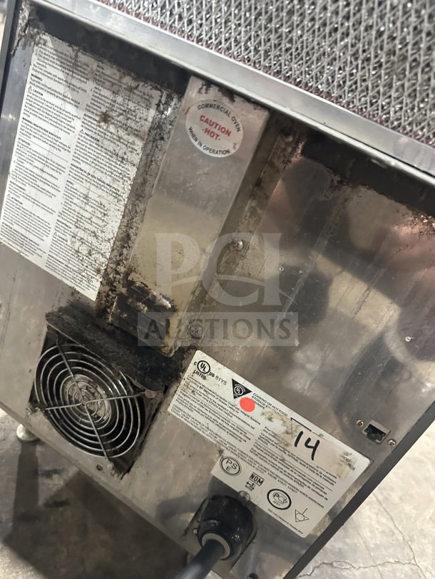 TurboChef NGO commercial rapid cook oven, electric, digital push controls, 208/240V, caution and certification labels visible.