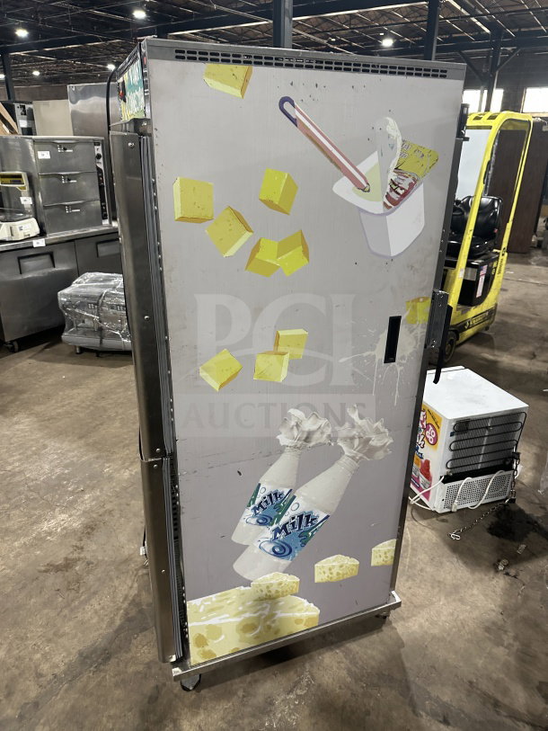 Randell PHHC26 glass half-door display refrigerator, chrome wire rack, 115V, single-section, on casters, commercial use.
