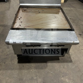 American Range stainless steel natural gas countertop flat griddle with back and side splash, used condition.