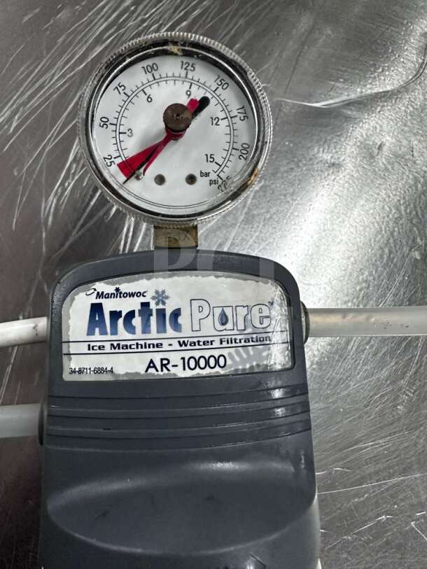 Manitowoc Arctic Pure AR-10000 ice machine water filtration system. Features gauge, NSF certified, first-class condition.