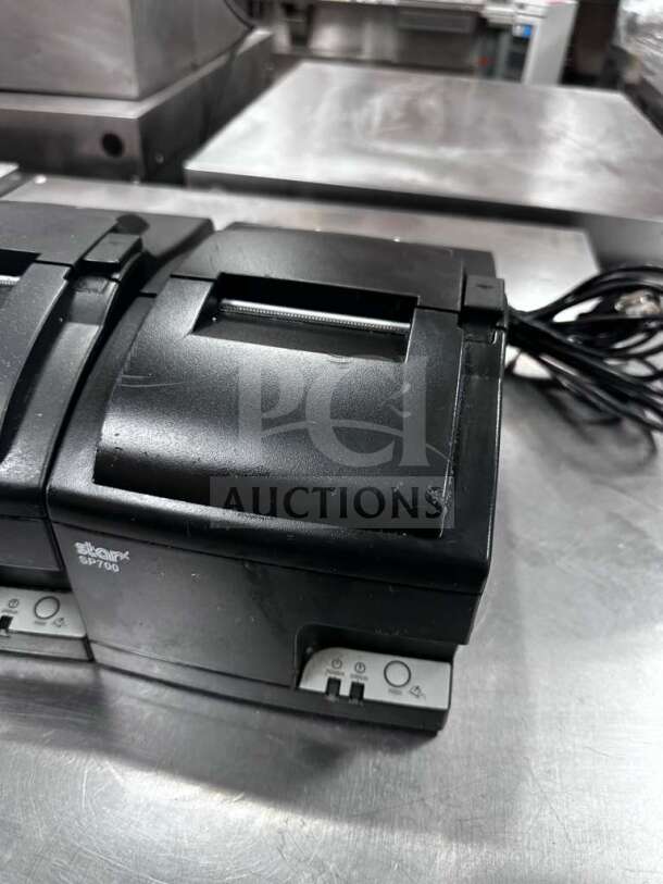 Star Micronics SP700/SP742 kitchen receipt printers, two units, prime condition, fully tested, 100–240V, black.