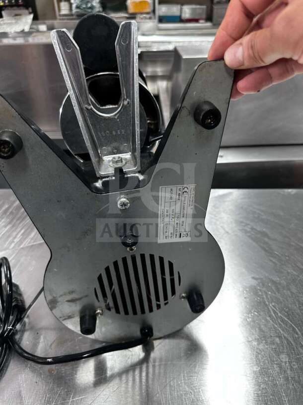 Obel Mito ATR 64 Performance E coffee grinder base view, showing model label and electrical components. Fully operational.