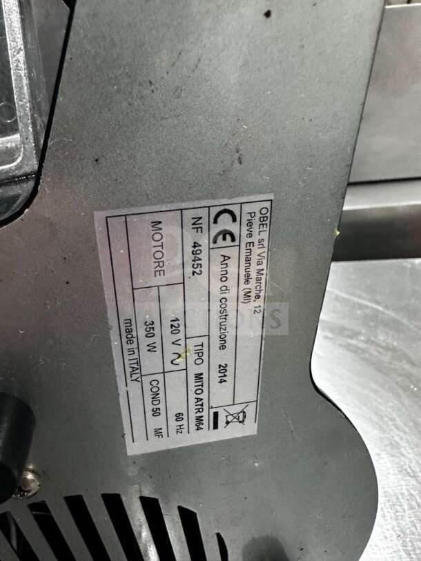Elite condition Obel Mito ATR 64 Performance E coffee grinder, 64 mm burrs, 220V, fully tested, commercial use, label shown.