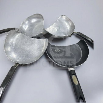 Oster nonstick wok/stir-fry pan set, 4 pieces, well-maintained, commercial grade, inspected, black handles.