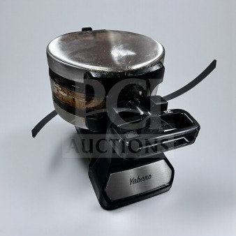 Yabano SW-290B Belgian waffle maker, rotating, 1200W, 120V, ETL listed, shown in used condition.