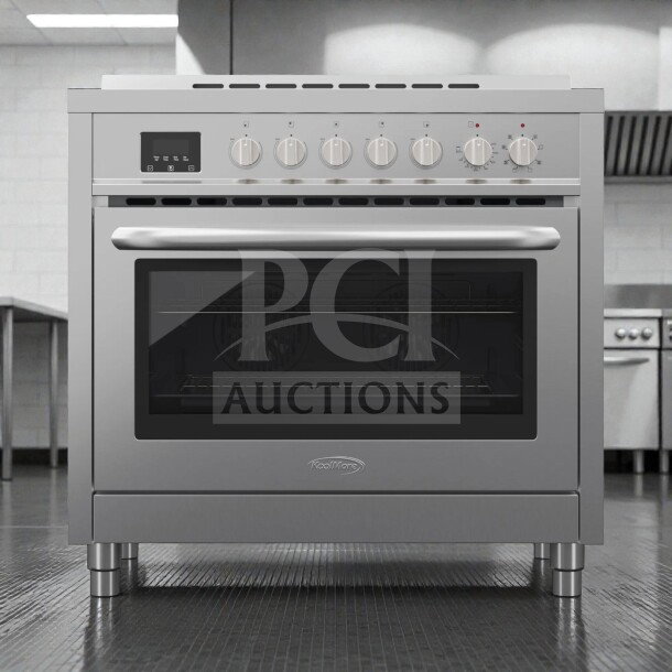 Brand new KoolMore KM-FR36EE-SS 36" electric range in stainless steel, 4.3 cu. ft., UL certified, never used, original box.
