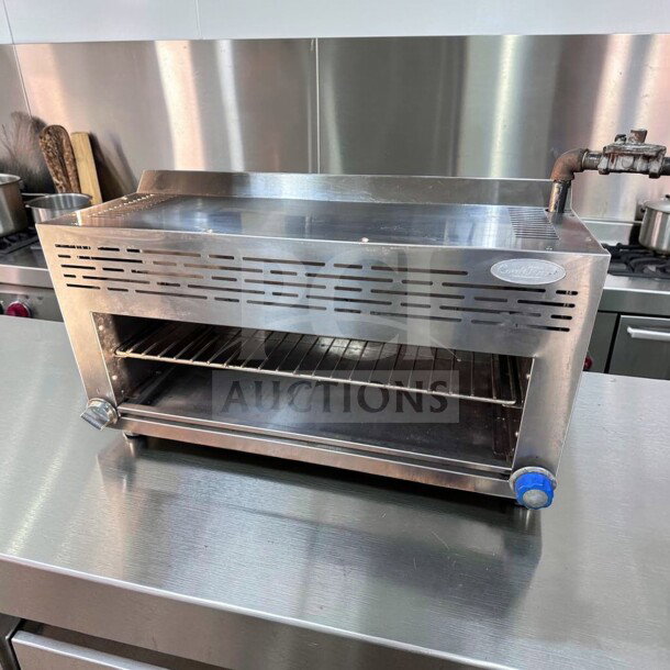 Atosa ATCM-36 gas cheesemelter, dual infrared burners, stainless steel, excellent condition, commercial salamander broiler.