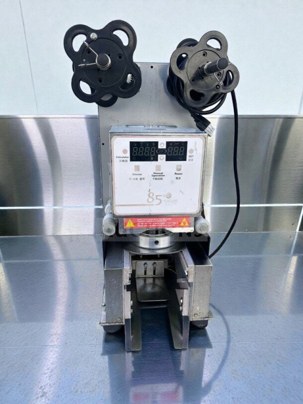 Impressive condition Commercial Beverage 85°C Digital Cup Sealer, model CUP-M-SEAL-0541, fully tested, operational.