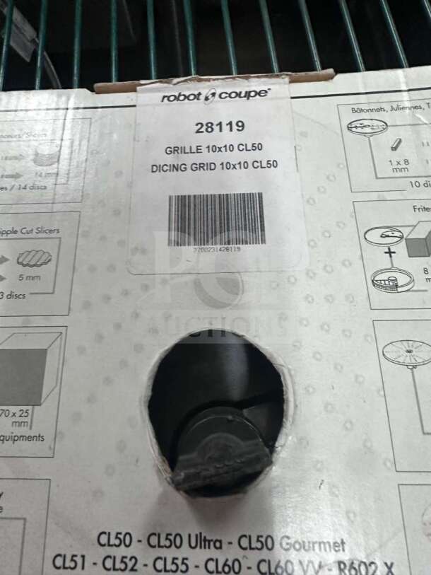 Brand new Robot Coupe 28119 dicing grid, 10x10 mm, in original packaging. Suitable for commercial food processors.