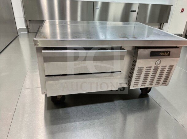 Continental D48GFN Chef Base Freezer, 48-inch, 2-drawer, excellent condition, stainless steel, 115V, fully operational.