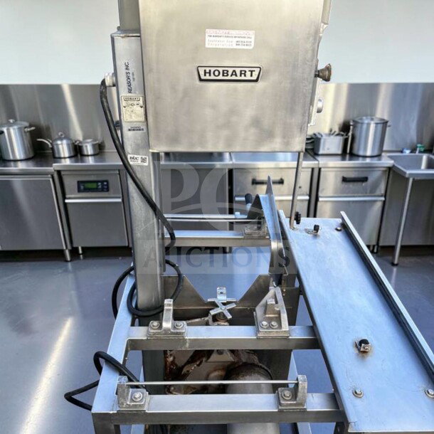 Hobart 5701D commercial meat saw, 3 HP, 3-phase, superior condition, fully tested, stainless steel, HOB-L-SAW-0948.