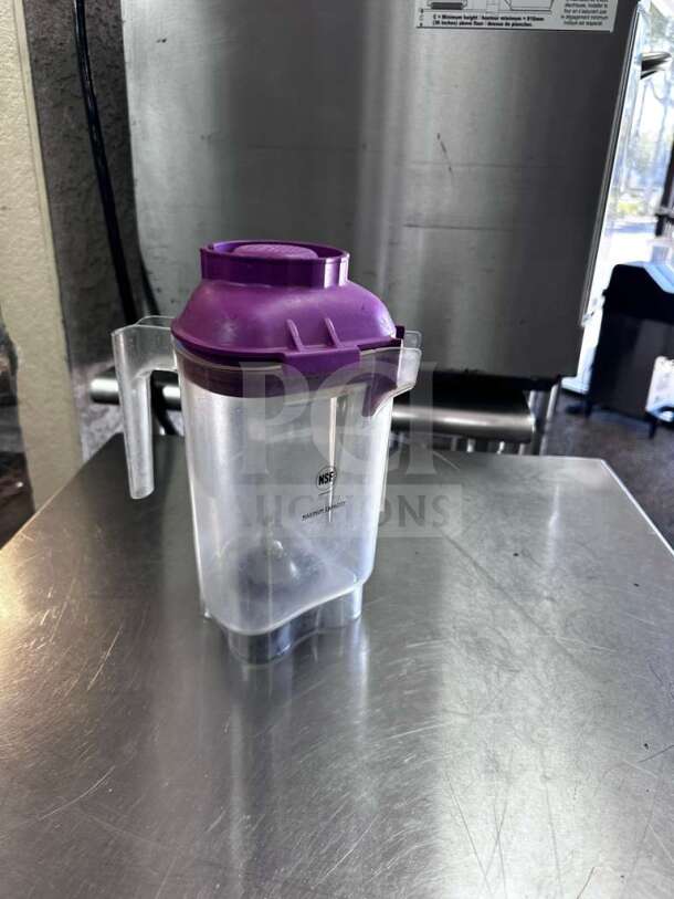 Vitamix Commercial Blender Jar, superior condition, NSF certified, purple lid, fully tested, model VIT-S-JAR-1012.