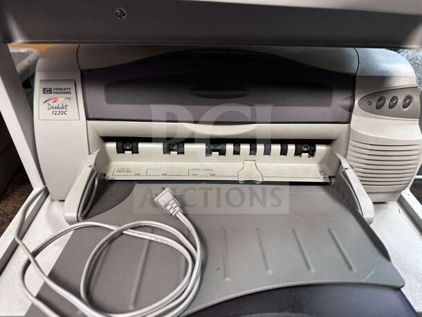 Dell Multi-Component Workstation Bundle with HP DeskJet 1220C printer, fully tested, prime condition, includes cable.