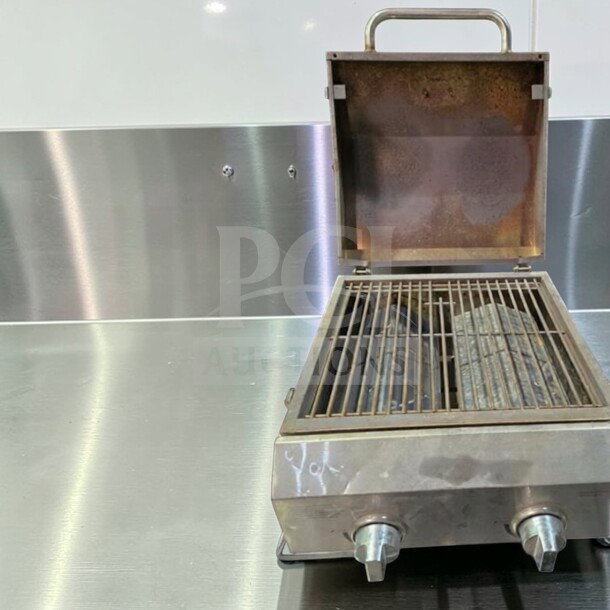 Nexgrill 2-Burner Portable Propane Gas Tabletop Grill, Model 820-0033, stainless steel, superior condition, fully tested.