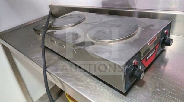 Nemco 6310-3-240 dual burner hot plate, stainless steel, NSF & ETL listed, exceptional condition, 240V, fully tested.
