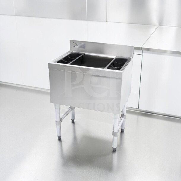 Advance Tabco SLI-12-36-7 stainless steel underbar ice bin with 7 circuit cold plate, in superior condition, fully operational.