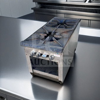 Vulcan single burner stock pot range, heavy-duty gas cooker, top-tier condition, floor model, fully tested, operational.