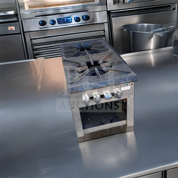 Vulcan commercial single burner stock pot range, heavy-duty gas cooker, floor model, fully tested, top-tier condition.