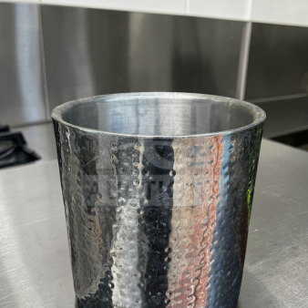 Hammered stainless steel ice bucket by Commercial Bar Equipment, model BAR-S-ICE-0663, in immaculate condition.