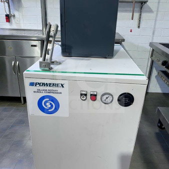 Powerex oil-less scroll air compressor with SPX Hankison model HPR5-10 air dryer, 115V; superior condition, fully tested.