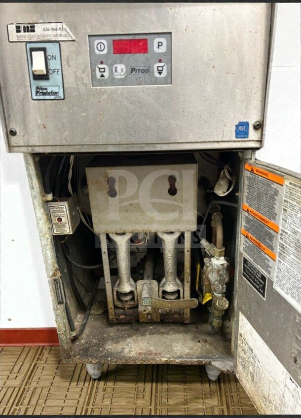 Pitco Frialator R14-Series commercial gas pasta cooker, natural gas, tested and working. Control panel and NSF label visible.