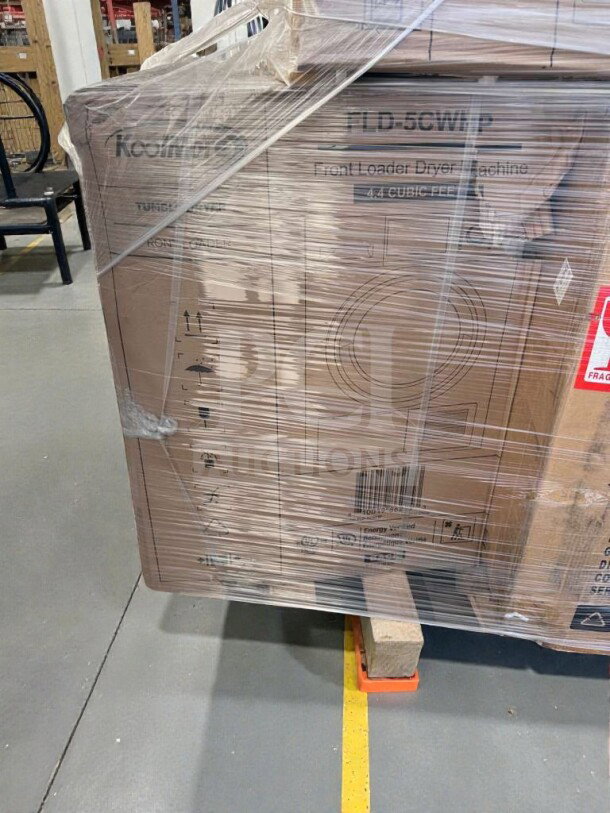 KoolMore 24" Electric Ventless Front Load Dryer, Model FLD-5CWHP, 4.4 Cu. Ft., new with scratch and dent, in packaging.