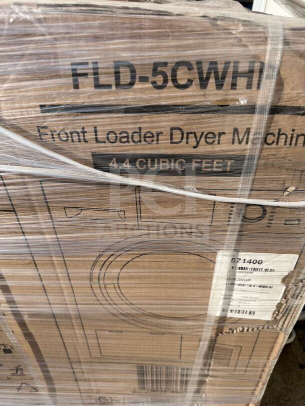 KoolMore 24" electric ventless front load dryer, model FLD-5CWHP, in packaging. Scratch & dent condition, 4.4 cu. ft.