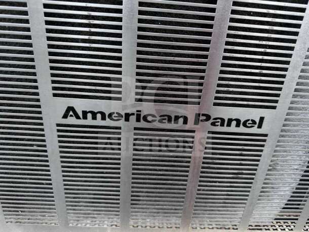 American Panel AP12BCF150-2-P blast chiller vent detail, showing the brand logo. Ideal for 24 pans, tested and operational.