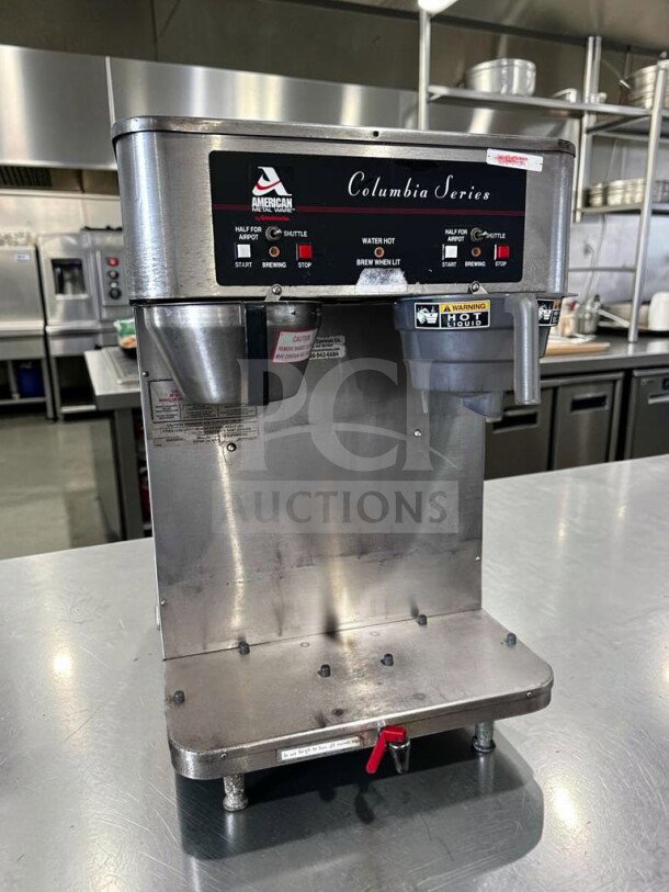 American Metal Ware RAPS-400E Columbia Series dual shuttle coffee brewer, UL listed, fully tested, top-tier condition.