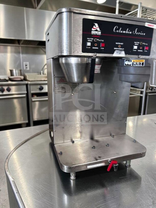 American Metal Ware RAPS-400E Columbia Series dual shuttle coffee brewer in top-tier condition, UL listed, fully operational.