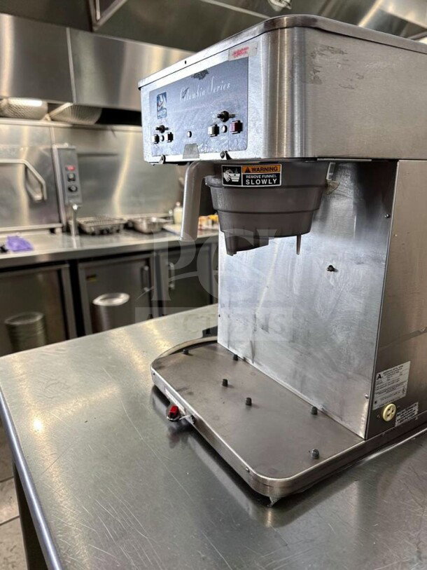 American Metal Ware RAPS-400E coffee brewer, Columbia Series, dual shuttle, stainless steel, UL listed, excellent condition.