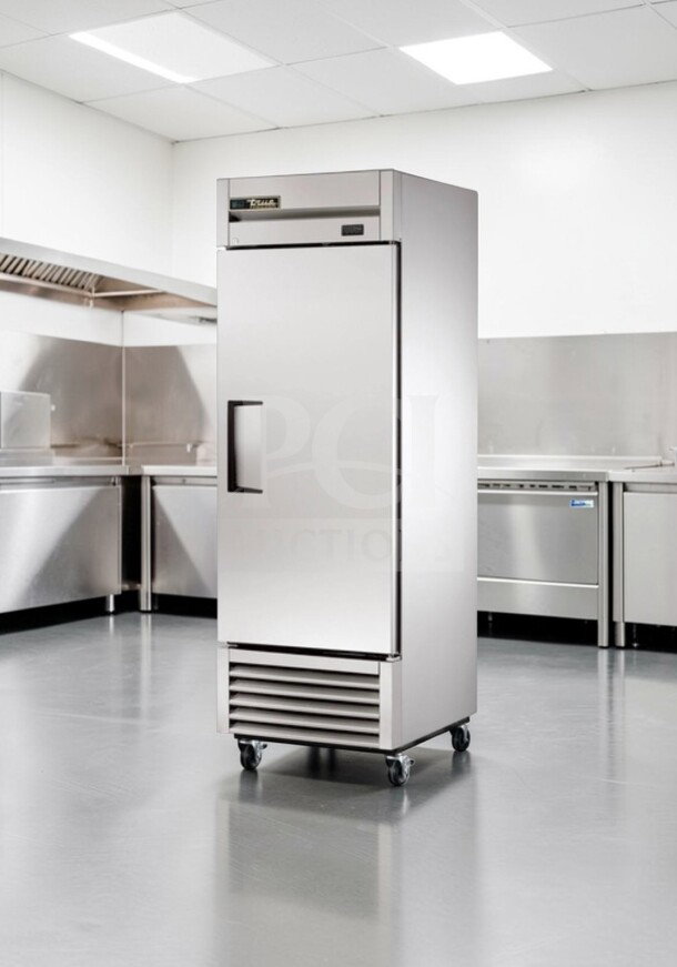 True T-23F-HC stainless steel reach-in freezer, 23 cu. ft., flawless condition, commercial grade, 115V, fully operational.