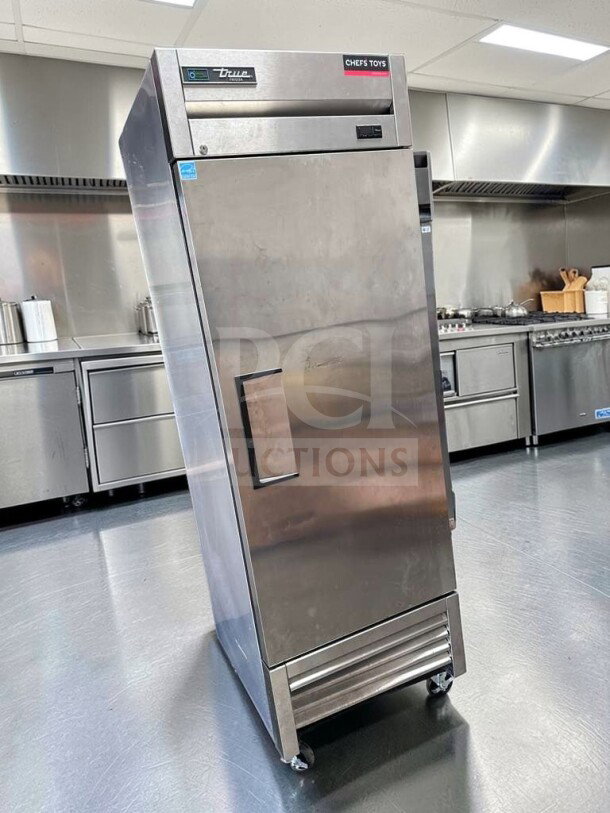True T-23F-HC reach-in freezer in flawless condition, stainless steel, 23 cu. ft., commercial grade, fully tested, 115V.