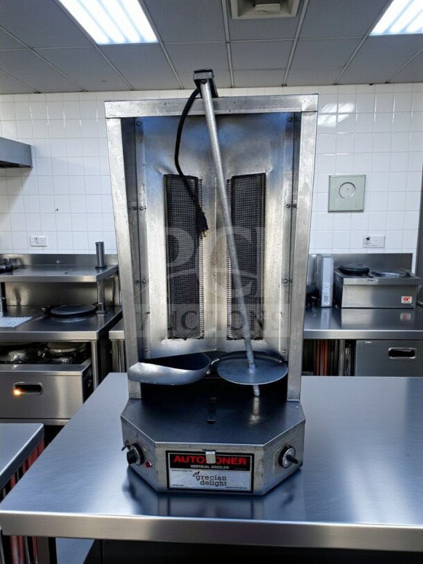 Optimal Automatics 3PG Autodoner natural gas vertical broiler, 65 lb. capacity, excellent condition, fully tested.