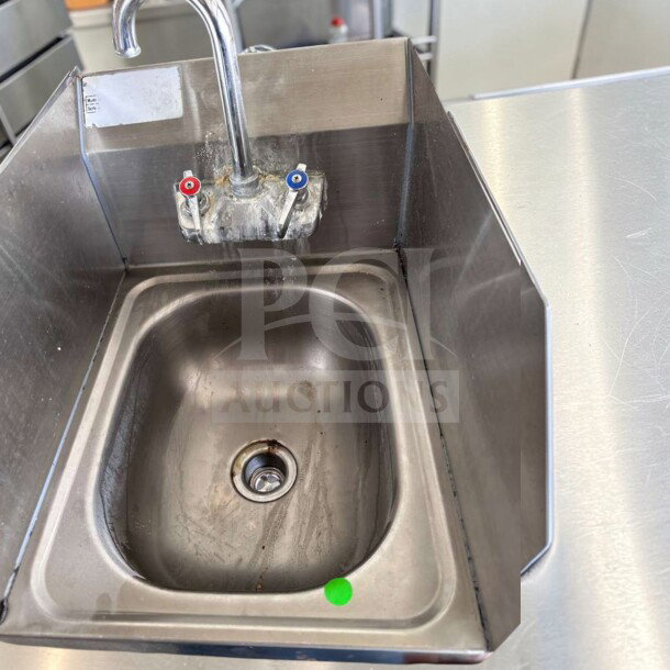 Krowne HS-9L stainless steel wall mount hand sink, NSF certified, with low lead faucet, pristine condition, 9 3/4" x 11 3/4" bowl.