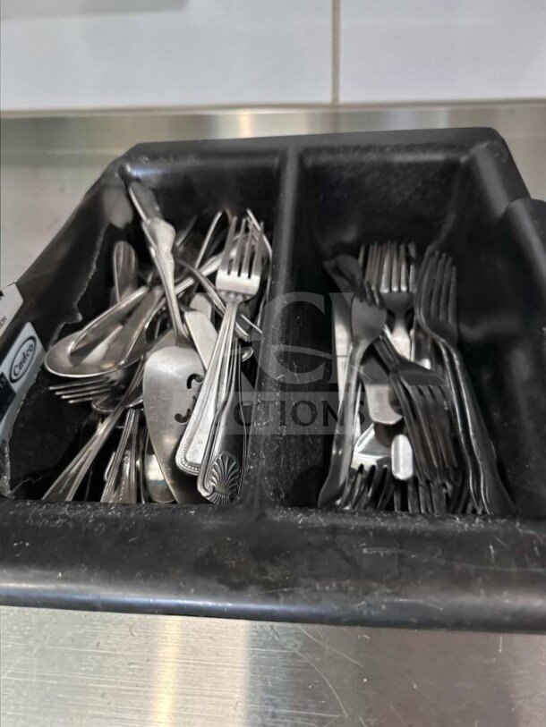 Commercial Restaurant Supply stainless steel forks and spoons lot, mixed pattern, exceptional condition, serviceable.