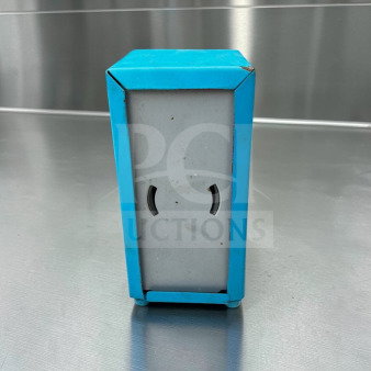 Retro metal tabletop napkin dispenser, blue frame, commercial model NAP-S-DSP-0674, remarkable condition, set of 6.