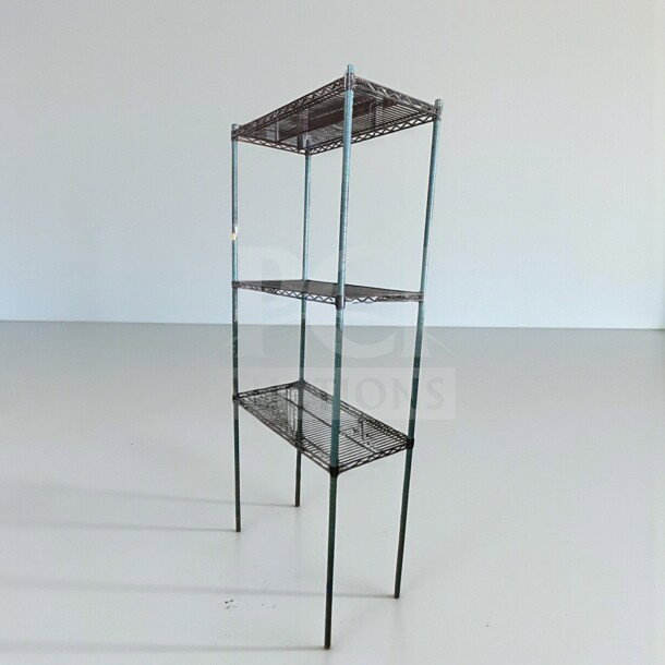 Commercial wire shelving rack, 4-tier, heavy-duty, NSF style, excellent condition, model STO-S-RACK-0355.