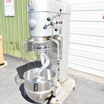 Hobart M802 80 Qt. commercial dough mixer with bowl, guard, and hook. 200V, 3-phase, floor style. Used condition.