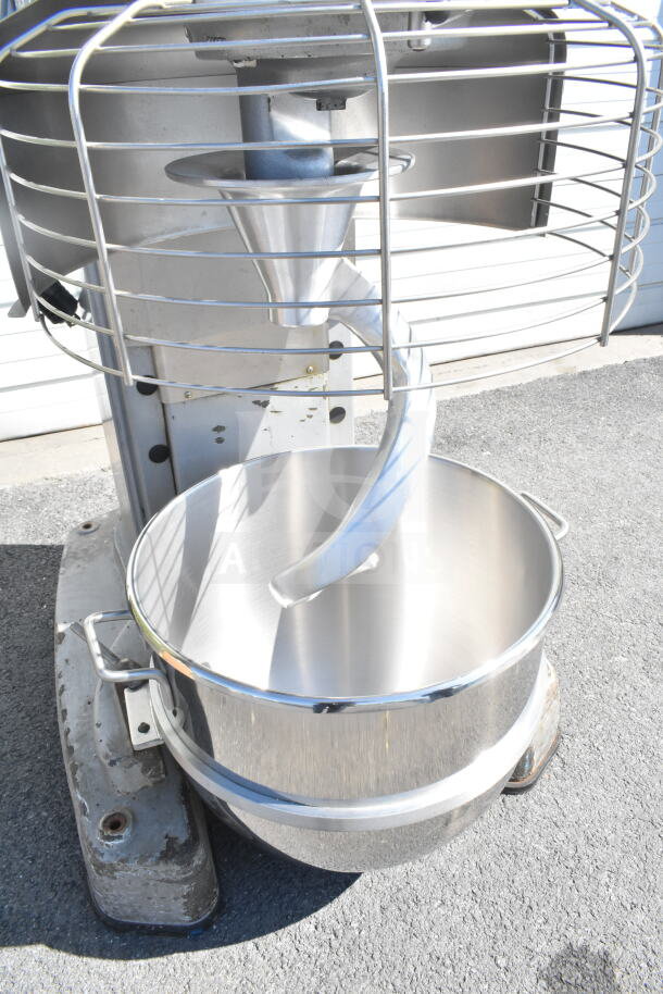 Hobart M802 80 Quart Commercial Dough Mixer with bowl, guard, and hook. 200V, 3 Phase, used condition.