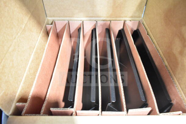 Box with partitioned sections holding black metal shelves for the True TVM-48SL-HC cooler, brand new condition.