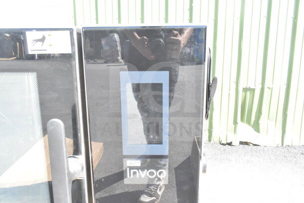 BRAND NEW 2023 Blodgett Invoq Hybrid 6-1/1 GN Combi Oven, electric with minor scratches, glass front, model label visible.